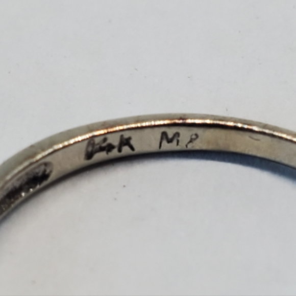 14k White Gold Three Stone Square Princess Diamond Heart Cutout Ring - Picture 3 of 11